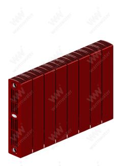 Радиатор биметаллический Rifar SUPReMO Ventil 350x8 секций, №69VL, красный (бордо)