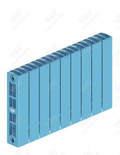 Радиатор биметаллический Rifar SUPReMO Ventil 350x9 секций, №69VL, синий (сапфир)
