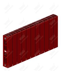 Радиатор биметаллический Rifar SUPReMO Ventil 350x11 секций, №69VL, красный (бордо)