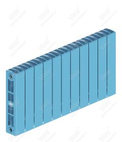 Радиатор биметаллический Rifar SUPReMO Ventil 350x11 секций, №69VL, синий (сапфир)