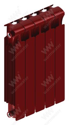 Радиатор биметаллический Rifar Monolit Ventil 500x5 секций, №69VL, красный (бордо)
