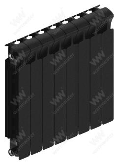 Радиатор биметаллический Rifar Monolit Ventil 500x8 секций, №69VL, черный (антрацит)