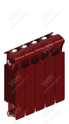 Радиатор биметаллический Rifar Monolit Ventil 350x5 секций, №69VL, красный (бордо)