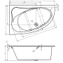 Ванна пристенная Riho Lyra 140х90 см, объем 200 л, глубина 43 см, белый, левая